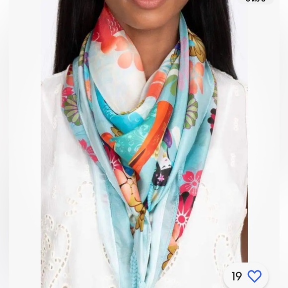 Johnny Was Silk Scarf NWT 12 Tassels! Scarves Wraps